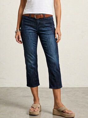 7 for All Mankind Flat Front Trouser Style Cropped Denim Jeans Size 29